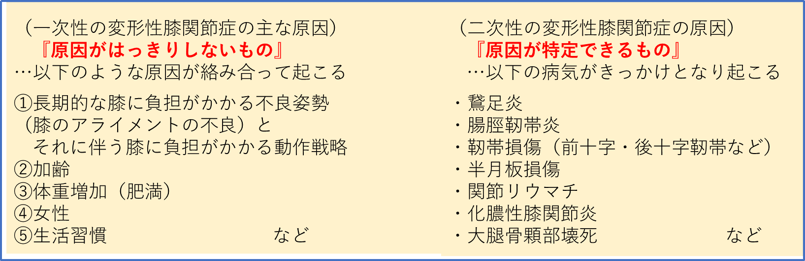 変形性膝関節症の原因