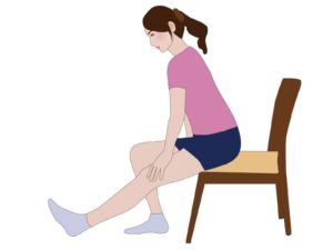 膝のストレッチをする女性のイラスト