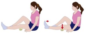 膝のストレッチをする女性のイラスト